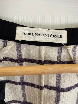Isabel Marant Black and White Grid Print V-Neck Silk Blouse Size 38 US Size 6 thumbnail 2