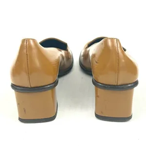 Vintage Via Spiga Italian Leather Tan Y2K Block Heel Loafers - Size 6.5 thumbnail 9