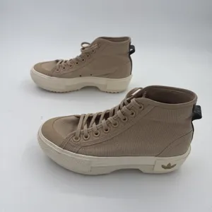 Adidas Nizza Trek Canvas Sneakers Women's Size 7 Tan Lace Up Platform Trainer thumbnail 4