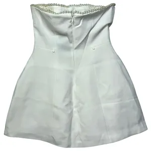 NWT Babyboo Suni Ivory Bow Pearl Trim Strapless Cocktail Mini Dress Women Size M thumbnail 12