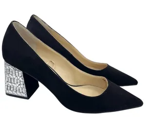Betsey Johnson pointed toe rhinestone block heel black pumps Size 7.5M thumbnail 1