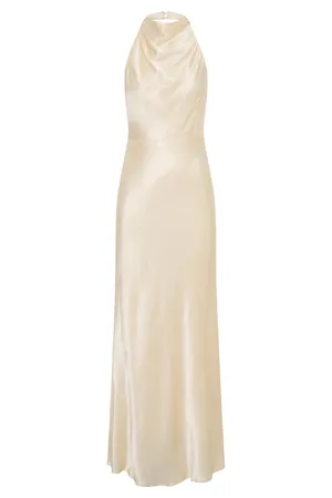 Meshki ESTHER Iridescent Satin Cowl Maxi Dress - Lemon Sorbet thumbnail 5