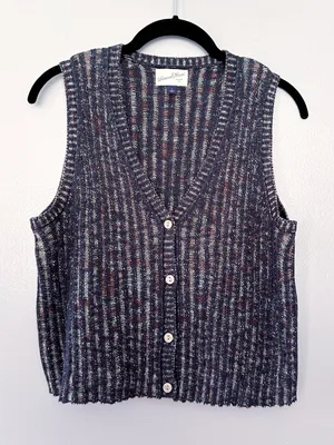 Universal Threads Multicolor Textured Knit Sweater Vest Button Front S thumbnail 5