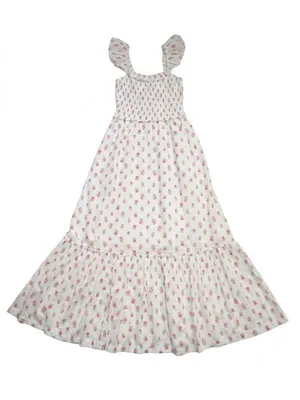NWT LoveShackFancy Guinevere Maxi in Cerise Pink Floral Cotton Smocked Dress XS thumbnail 5