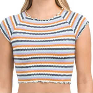 NWT L* Space Under The Sun Wildflower Rashguard Top Striped Ruffle Edge Size M thumbnail 2