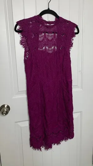 Free‎ People Magenta Lace Mini Dress Romantic Boho Evening Cocktail Party medium thumbnail 1