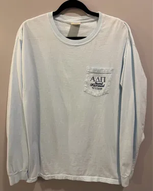 Comfort Colors Alpha Delta Pi 2018 Semi Formal Long Sleeve Pocket Tee Light Blue thumbnail 1