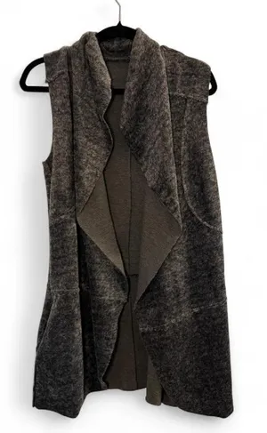 Altar'd State‎ gray waterfall vest cozy faux fur sleeveless cardigan XS thumbnail 1