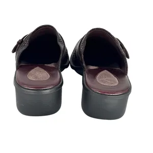 Clarks Artisan Collection Burgundy Leather Woven Clogs Buckle Mules Size 8M‎ thumbnail 10