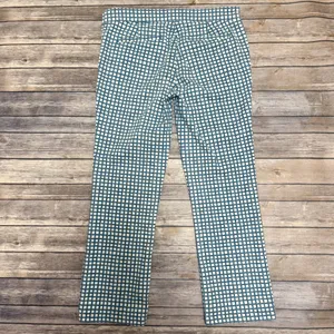 Tory Burch Blue Off White Checkered Straight Leg Cropped Side Zipper Pants 29 thumbnail 5