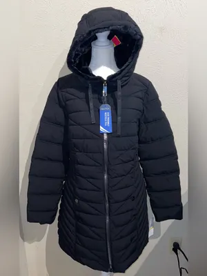 Nautica NWT Women Size M Black Hooded Puffer Jacket Coat Water Resistant Stretch thumbnail 4