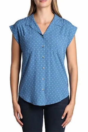 Womens Jachs Girlfriend Short Sleeve Floral Print Chambray Button Down Blouse XL thumbnail 1