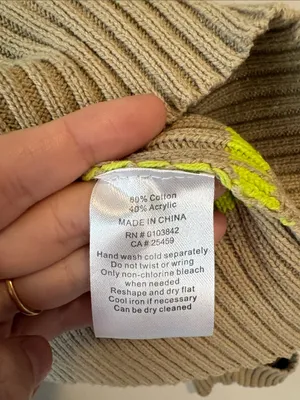 Evereve Oat Tan & Neon Yellow Emma Crew Ribbed Striped Sweater small thumbnail 3