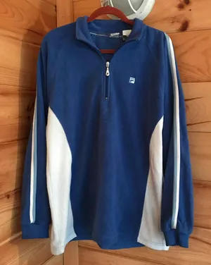 Fila Adorable Blue/White Fleece Quarter Zip Pullover Sweatshirt Top thumbnail 1
