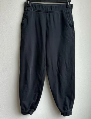 Lululemon Relaxed High Rise Jogger Cotton Terry Large Logo Black Size 6 thumbnail 1