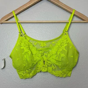 Aerie neon green lace fairy boho cute bralette medium casual sexy new women thumbnail 1