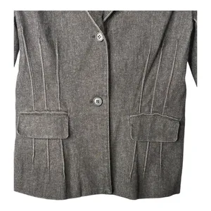 White House Black Market Dark Denim Blazer Fitted Jacket‎ Pintuck Pleated Coat thumbnail 5