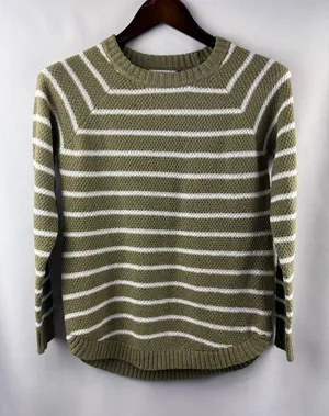 Women’s Pink Clover Small Olive Green w/ White Stripes Sweater thumbnail 1