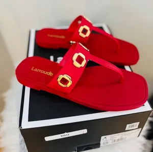 Larroudé Milan Slide Cushioned Sandal (Women), Scarlett Red,‎ Size 8/9, NWT thumbnail 1