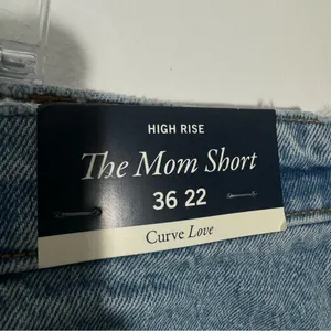 NWT Abercrombie & Fitch Curve Love High‎ Rise Mom Shorts Blue Size 22 Plus thumbnail 4