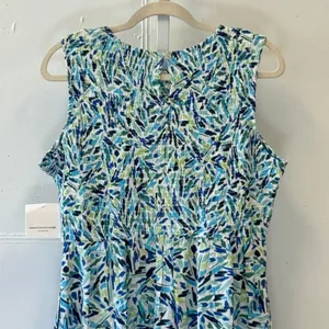 NWT Beachlunchlounge Julieta Midi Dress Blue Green Abstract Smocked Viscose M thumbnail 5