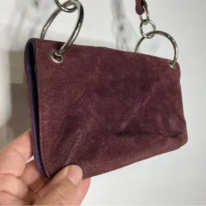 Y2K Wilson leather maxima deep purple plum suede leather shoulder bag 8.5”x4.75” thumbnail 2