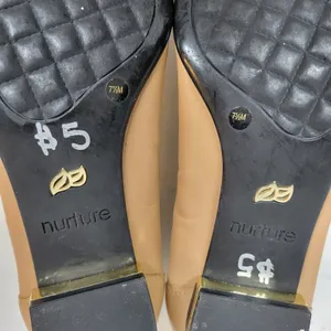 Nurture Luxford Ballet Flat Shoes Womens 7.5 Tan Black Leather Slip On Round Toe thumbnail 2