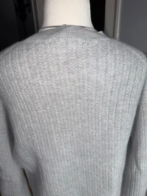 The Group Aritzia 100%Wool 100 Laine Light Blue Ribbed Crewneck Sweater thumbnail 9