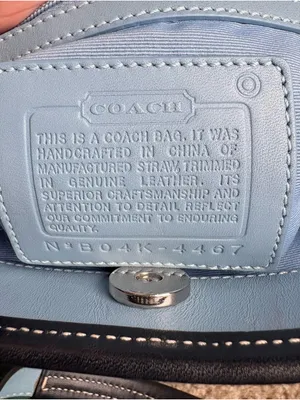 Vintage Coach 4467 Straw Leather Mini Tote Bag Black Trim Y2K Authentic thumbnail 4