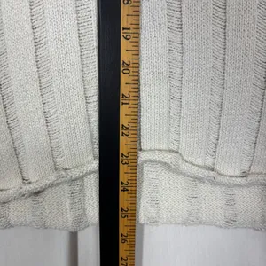 Rolled Hem Sweater Cream V-Neck‎ Wide Ribbed Casual Boho Office Neutral Plus 3XL thumbnail 6