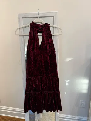 Laundry by Design Crushed red velvet mini dress thumbnail 3