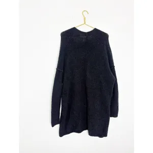 Free People Phantom Long Cardigan Black Front Open Wool Blend Large Oversized thumbnail 12