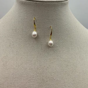Gold Plated White Pearl Earrings thumbnail 2