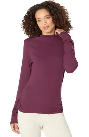 NWT Michael Stars Womens Size XL Dark Purple Nichole Mock Neck Ribbed Top NEW thumbnail 1
