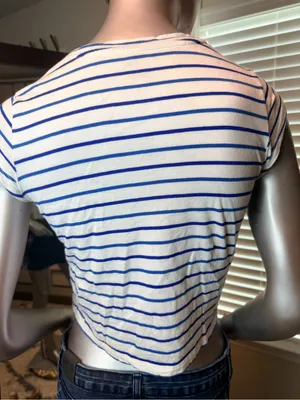 Anthropologie Maeve XS Striped Lace Crochet Crop Top 100% Cotton Boho Festival thumbnail 4