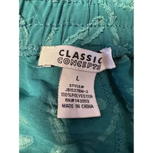 Classic Concepts Teal Embroidered Leaf Drawstring Pants JB1537BM-2 women's thumbnail 3