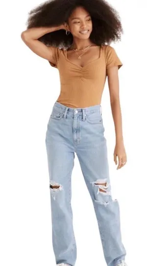 Madewell Baggy Straight Jeans in Earlhurst Wash: Ripped Edition- 28T thumbnail 1