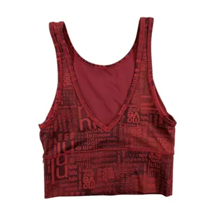 Lululemon Power Pivot Tank Top Ribbed‎ Wordmark Red Reversible Sports Bra Tank S thumbnail 2