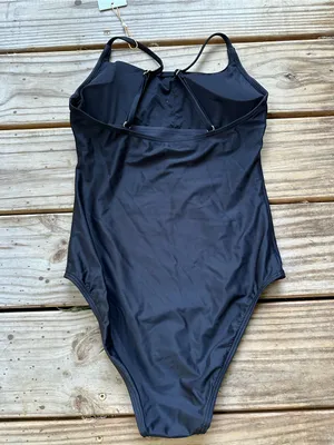 NWT Quince Italian Cami one piece swimsuit black thumbnail 4