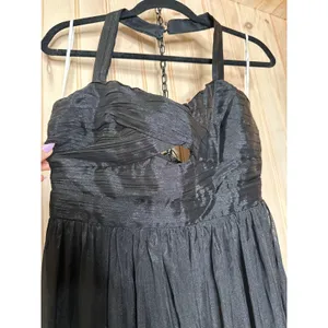 NWT Lulus Marvelous Impression Black Pleated Halter Cutout Maxi Dress Holiday L thumbnail 4