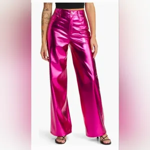 Blank Nyc Faux Leather The Franklin Pink Metallic Pants Size 29 thumbnail 6
