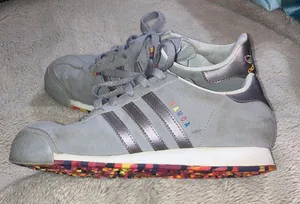 Adidas Samoa Gray Sneakers with Multicolor Sole, Size 7 thumbnail 3