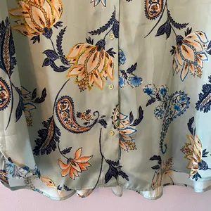 Zara Mint Green Paisley Floral Long Sleeve Button Down Shirt Boho Flowy Large thumbnail 5
