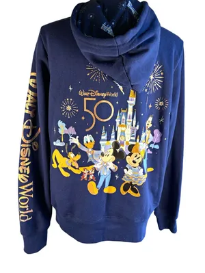Disney Walt Disney World 50th Women's L Full Zip Hooded Graphic Fleece Hoodie thumbnail 1