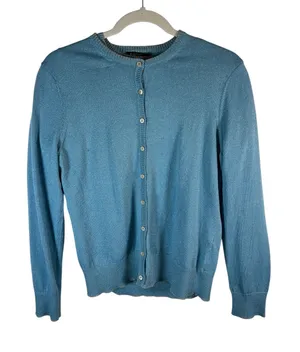 Brooks Brothers Womens Metallic Blue Cardigan and Shell Sweater Set 2 Piece Fair thumbnail 1