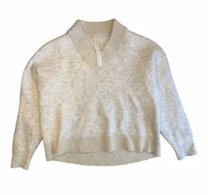 Lululemon Alpaca Wool-Blend V-Neck Sweater Heathered White Opal M thumbnail 1