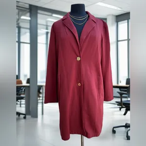 Marc New York Women’s Maroon Long Blazer Coat‎ Gold Buttons Size M thumbnail 2