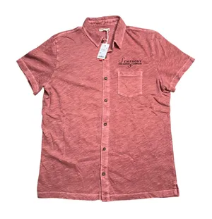 Marine Layer Button Down‎ Women M/L Marsala NWT Vintage Heavy Slub Short Sleeve thumbnail 1