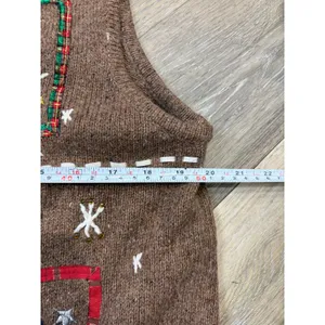 Hampshire Studio Snowman Sweater Vest Large Brown Christmas Holiday Knit thumbnail 6