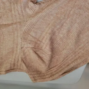 Ribbed Mock Neck Top Womens Puff Shoulder Camel‎ Tan Fall Layering New Size M thumbnail 3